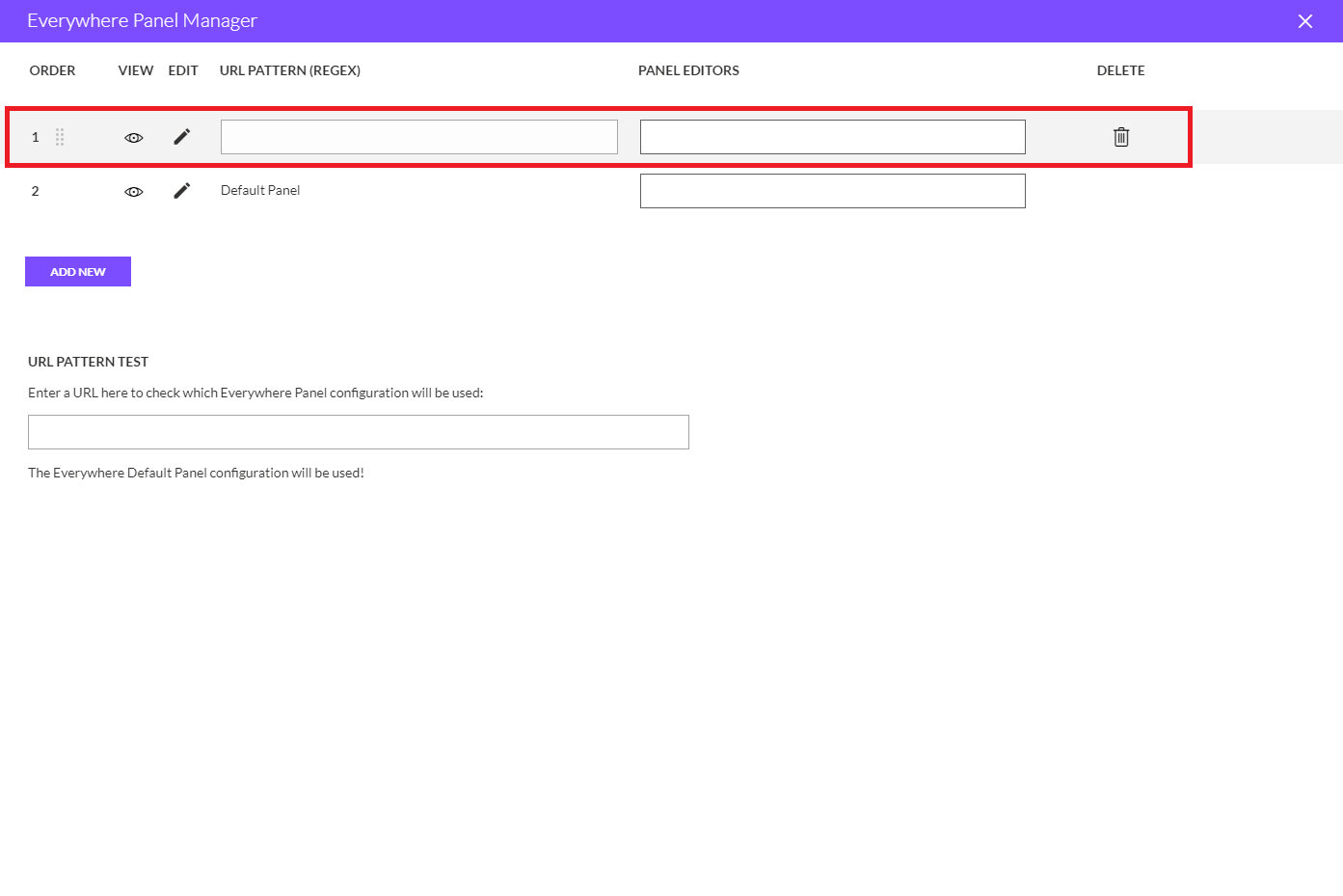 Everywhere Panel Manager Add New