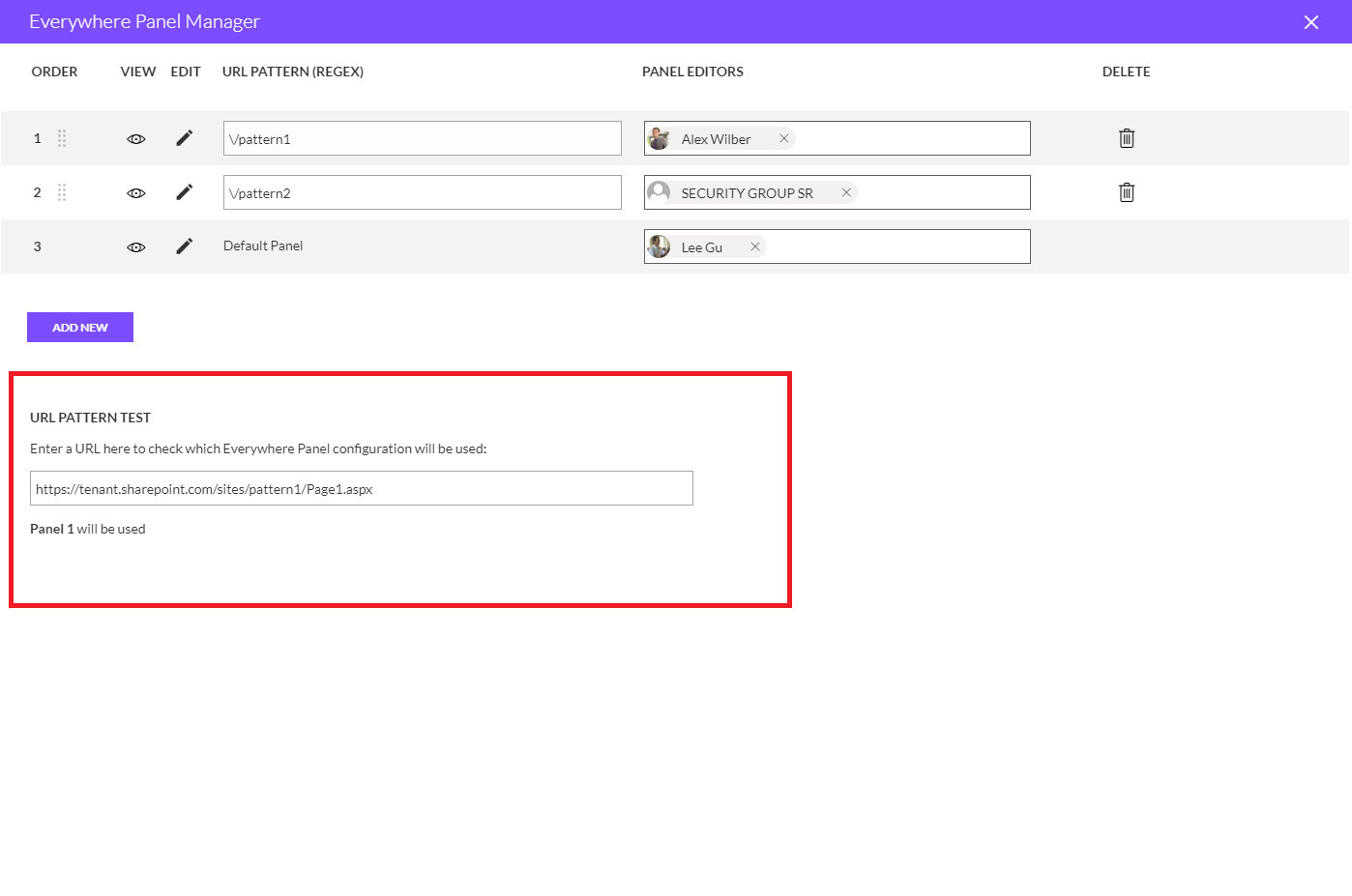 Everywhere Panel Manager Pattern Testing