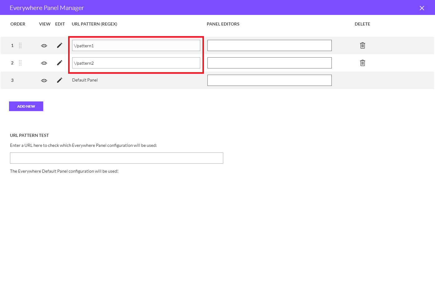 Everywhere Panel Manager URL Target