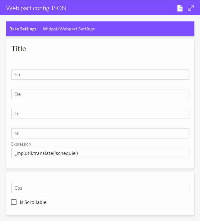 JSON GUI Editor base settings