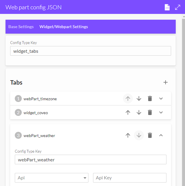 JSON GUI Editor Widget / Webpart Settings